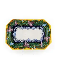 Italian octagonal platter Lilium from the Ottagonali Collection handmade by Francesca Niccacci in Deruta