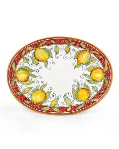 Italian oval platter from the Limoni Rosso Collection handmade by D&G Design in Deruta