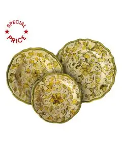 3-piece place setting Limoni di Sicilia: dinner plate, pasta & soup plate, salad & dessert plate