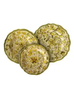 3-piece place setting Limoni di Sicilia: dinner plate, pasta & soup plate, salad & dessert plate
