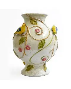 Tuscan Birds  vase handcrafted by ND Dolfi in Montelupo Fiorentino, Italy