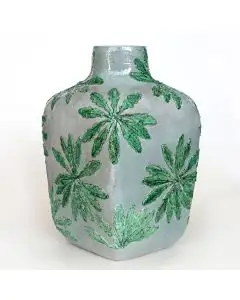 Tall vase with leaves handmade in Tuscany by ND Dolfi - Italy