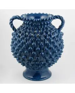 Blue Footed Vase Pine Scales ND Dolfi Handmade in Tuscany