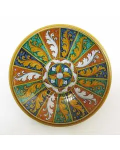 Tuscan geometric wall plate 06 handcrafted by ND Dolfi in Montelupo Fiorentino, Italy