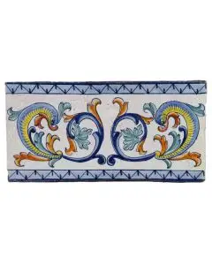 Hand-painted Deruta tile or by Antica Deruta, Italy. The tile is entirely handcrafted.
