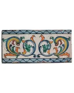 Hand-painted Deruta tile or by Antica Deruta, Italy. The tile is entirely handcrafted.