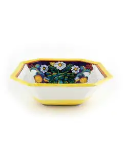 Italian octagonal serving bowl Paniera from the Ottagonali Collection handmade by Francesca Niccacci in Deruta
