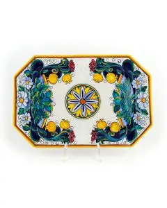 Italian octagonal platter Paniera from the Ottagonali Collection handmade by Francesca Niccacci in Deruta