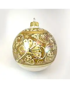 Italian Christmas ball ornament with bird handmade by Rampini in Gubbio, Italy - main image