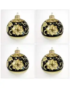 Set of 4 Italian Christmas ball ornaments handmade by Rampini in Gubbio, Italy
