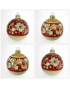 Set of 4 Italian Christmas ball ornaments handmade by Rampini in Gubbio, Italy