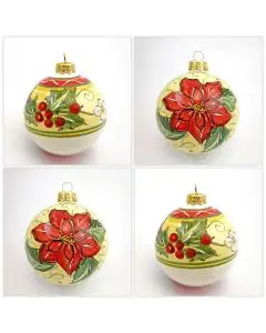 Set of 4 Italian Christmas ball ornaments handmade by Rampini in Gubbio, Italy