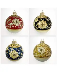 Set of 4 Italian Christmas ball ornaments handmade by Rampini in Gubbio, Italy