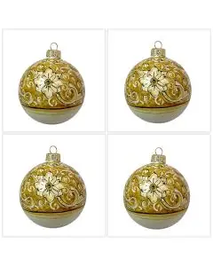Set of 4 Italian Christmas ball ornaments handmade by Rampini in Gubbio, Italy