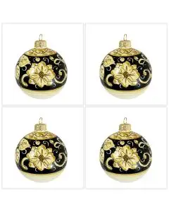 Set of 4 Italian Christmas ball ornaments handmade by Rampini in Gubbio, Italy