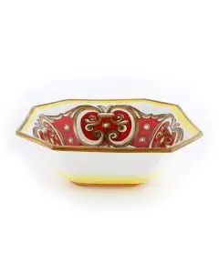Italian octagonal serving bowl Rosso Antico from the Ottagonali Collection handmade by Francesca Niccacci in Deruta