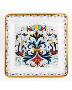 Ricco Deruta Classico Italian square platter handmade by Fima in Deruta