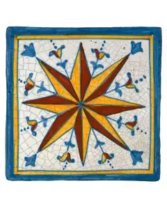 Hand-painted Deruta tile AD14 Tradizione by Antica Deruta, Italy. The tile is entirely handcrafted.
