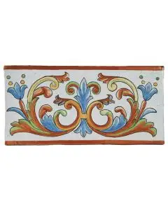 Hand-painted Deruta tile RVC by Antica Deruta, Italy. The tile is entirely handcrafted.