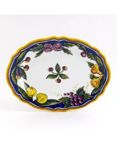 Italian oval platter from the Geometrico S9 Collection handmade by Eugenio Ricciarelli - Deruta, Rapallo, Amalfi