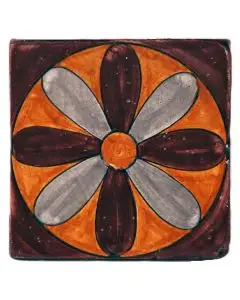 Hand-painted Deruta tile AD60 Tradizione Collection by Antica Deruta, Italy. The tile is entirely handcrafted.