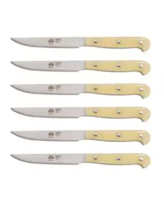 2012 White  steak knives white lucite handles - set of 6 handcrafted by Coltellerie Berti in Scarperia, Italy