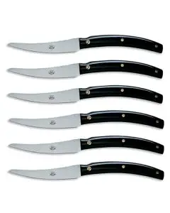 Convivio Nuovo steak knives black lucite handles - set of 6 handcrafted by Coltellerie Berti in Scarperia, Italy