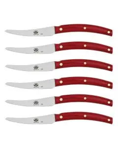 Convivio Nuovo steak knives red lucite handles - set of 6 handcrafted by Coltellerie Berti in Scarperia, Italy