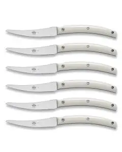 Convivio Nuovo steak knives white lucite handles - set of 6 handcrafted by Coltellerie Berti in Scarperia, Italy