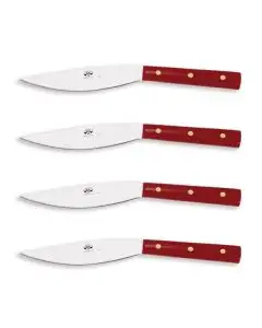 Valdichiana steak knives red lucite handles - set of 4 handcrafted by Coltellerie Berti in Scarperia, Italy