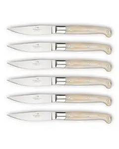 Pattada set of 6 steak knives with ox horn handles handcrafted by Coltellerie Consigli in Scarperia, Italy