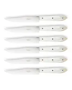 Scarperia set of 6 table knives with ox horn handles handcrafted by Coltellerie Consigli in Scarperia, Italy