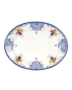 Deruta oval platter from the Toscana Blu collection, handmade by Antica Deruta - Italy