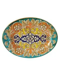 Italian oval platter Barocco from the Thanksgiving Collection handmade by Francesca Niccacci in Deruta