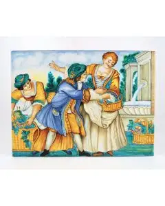 Italian wall plaque Amore Gentile handmade by Francesca Niccacci in Deruta
