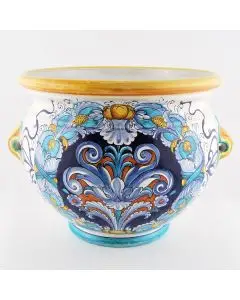 Italian planter Antique Leaf handmade by Francesca Niccacci in Deruta