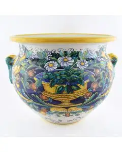 Italian planter Flower Basket 3 handmade by Francesca Niccacci in Deruta