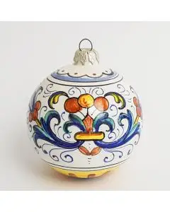 Italian Christmas ball ornament handmade by Francesca Niccacci in Deruta, Italy