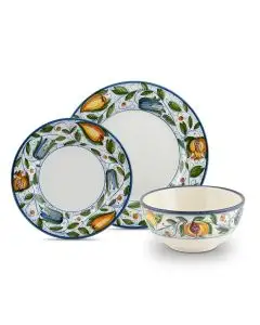 Handmade Italian 3-piece place setting Venezia: dinner plate, salad & dessert plate, cereal bowl. Gubbio, Italy