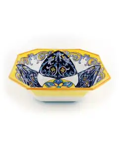 Italian octagonal serving bowl Ventaglio from the Ottagonali Collection handmade by Francesca Niccacci in Deruta