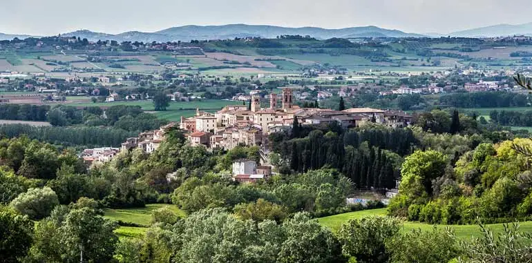 Deruta, an Umbrian town on a hill overlooking the Tevere River valley