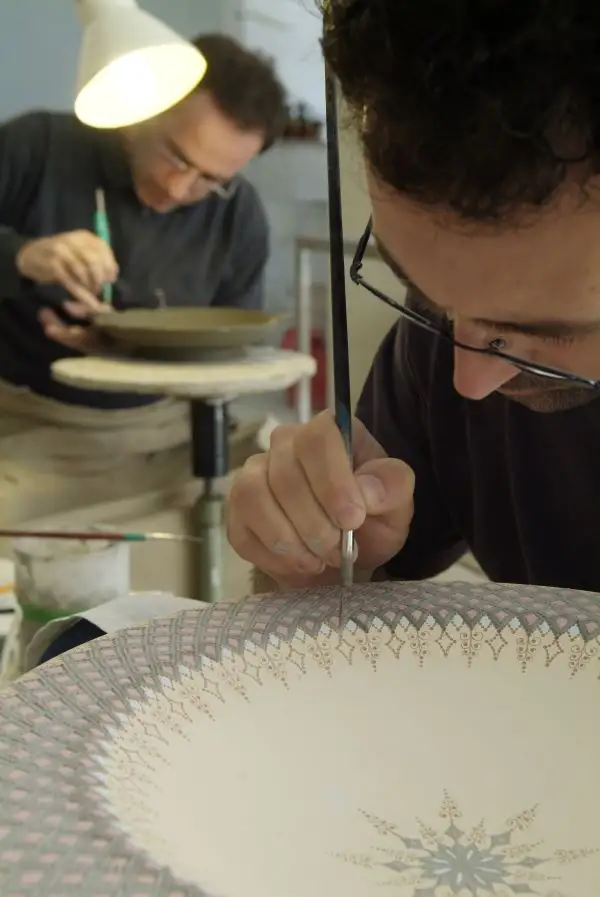 Francesco Fasano at work in his studio in Grottaglie