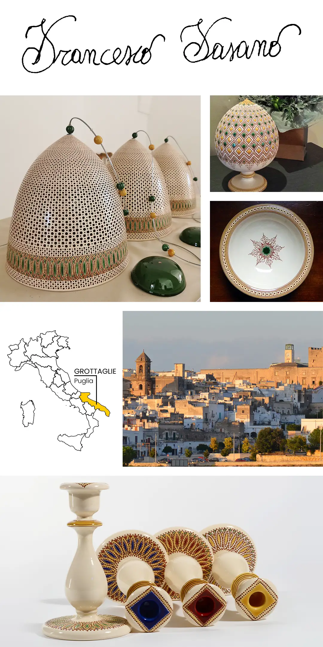 Francesco Fasano ceramics. The artist lives and works in Grottaglie, Italy