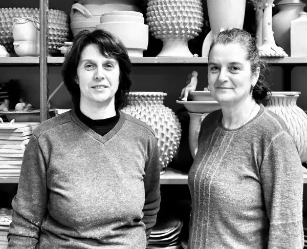 A picture of Natalia and Daria Dolfi in their studio in Montelupo Fiorentino, Tuscany